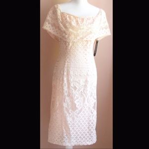 Women's Blush Pink Lace Off or On Shoulder Dress